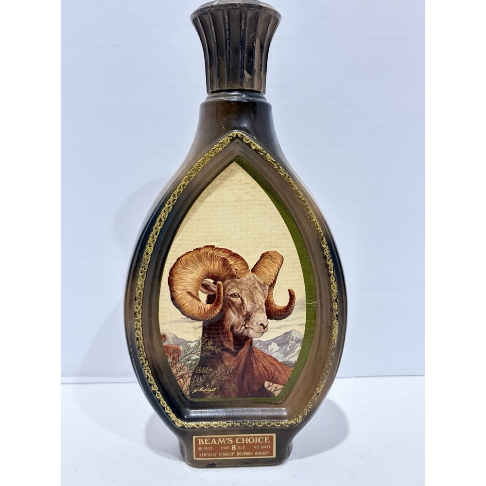 Jim Beam Decanter Beam's Choice Bighorn Sheep RAM Whiskey Bottle EMPTY Vintage